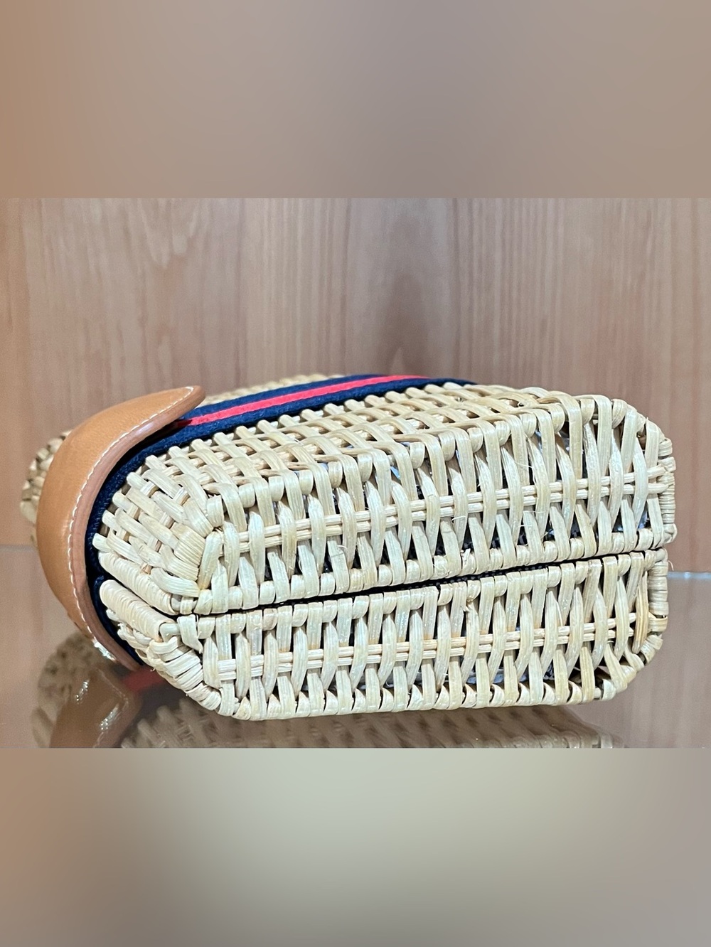 J. McLaughlin Wicker Olivia Clutch Natural Stripe - Picture 8 of 17